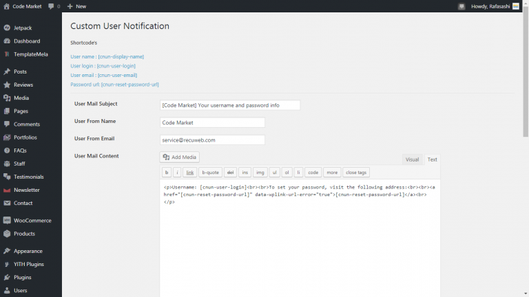 Custom New User Notification